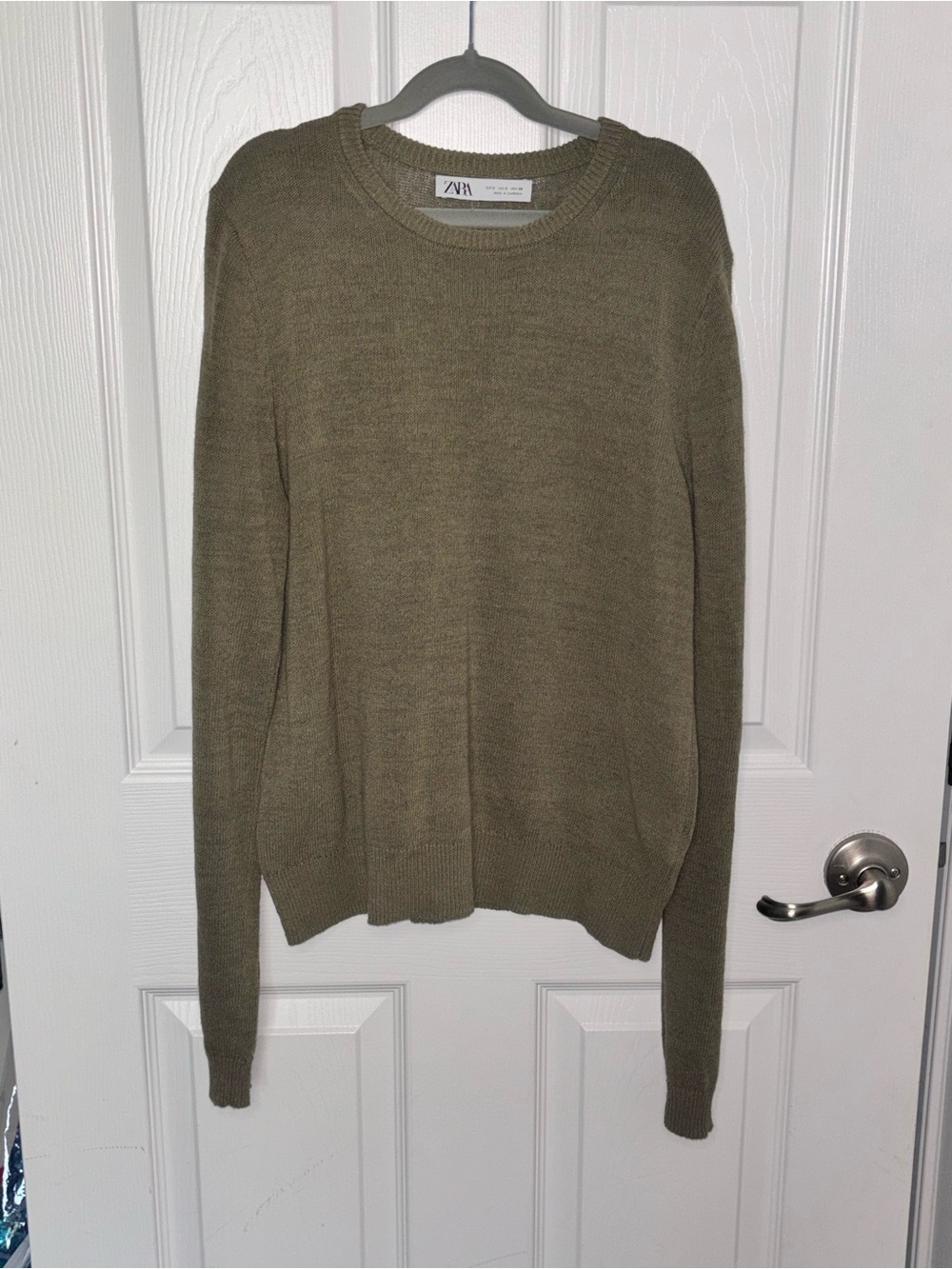 ZARA Olive Crewneck Sweater in Khaki